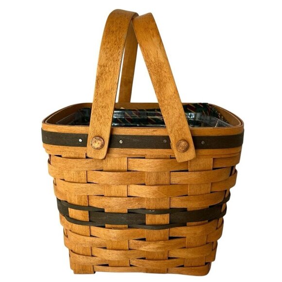 Longaberger 1995 Christmas Collection Cranberry Basket w/ Liner & Insert Holiday - Picture 5 of 16